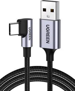 UGREEN Right Angle USB C Cable, USB A to USB C Cable 90 Degree Type C Cord Compatible with iPhone 16/16 Plus/16 Pro/16 Pro Max/15, Galaxy S24/S23/S10/S10+, iPad mini 6/Air 5, Pixel 8/7, 3.3FT