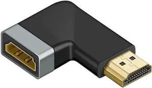 HD Adapter 4K/8K Compatible with HDMI 2Pack Female Male to Female Fully Shielded HD Connector (Side Bend M to F 4K)