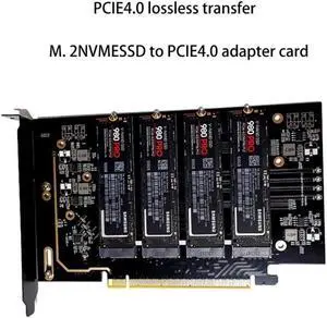 4 Port PCI Express Expansion Card PCI-E to M2 Controller PCIe X16 To M.2 NVME Adapter Add On Cards For 2230-2280 SSD
