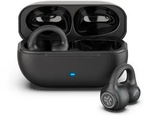 JLab Flex Open Earbuds, Black, Open-Ear Clip Design, 21+ Hr Playtime, IPX4, Multipoint, Clear Calls, Fast Pair