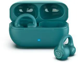 JLab Flex Open Earbuds, Teal, Open-Ear Clip Design, 21+ Hr Playtime, IPX4, Multipoint, Clear Calls, Fast Pair
