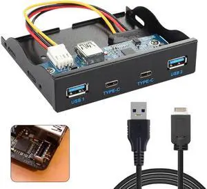USB 3.0 HUB 4 Ports & USB-C Front Panel Motherboard to USB 3.1 Front Panel Header Cable Cord for 3.5" Floppy Bay