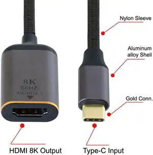 USB-C Type-C USB4 Source to Female HDTV 2.0 Cable Display 8K 60HZ UHD 4K HDTV Male Monitor