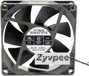 EFS-08E24D 80*25mm DC24V 0.25A 2 wires DC case fan,8cm cooling fan,inverter cooler