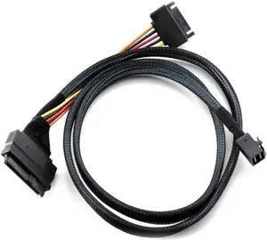 Built-in 12G Mini SAS HD to U.2 / SFF-8643 to SFF-8639 Cable 0.5M with 15-Pin SATA Power Supply, Suitable for U.2 SSD
