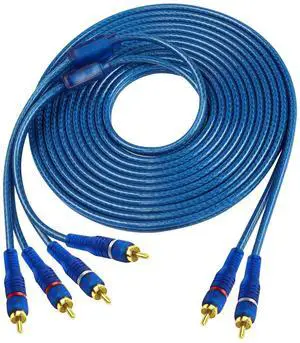 RCA Car Audio Cable Y Splitter Adapter Cord 2 Channel to 4 Channel RCA Car Audio Interconnect Cable 2 Male to 4 Male Twisted Pair Cable OFC Full Shielded with Noise Reduction (5M)