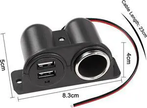 Dual USB Cigarette Lighter Socket Power Outlet Car Charger, 3.1A Dual USB + Cigarette Lighter 12/24V Power Adapter Replacement for Vehicle Truck SUV Motorcycle Boat