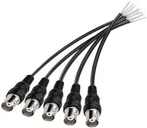BNC Pigtail Cable Bare Wire, Female Coaxial Connector Extension Plug with Open End Wire for CCTV Camera Terminal Adapter (5pcs)
