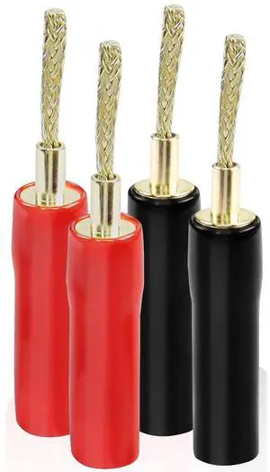 Flex Pin Banana Plugs Connector, Braided 2MM Banana Plug Wiring Plug Pin Gold-Plated Audio for Amplifier Speaker Wires Sound Systems(4 PCS)