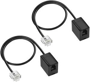 RJ11 Phone Jack to RJ45 Ethernet Converter Cable RJ45 8P4C Male to RJ11 6P4C Female Telephone Adapter Wire Cord for Landline Telephone Service (2 Pack)