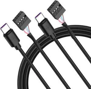 USB 2.0 9Pin 10Pin Header to USB C Adapter Cable,IDC 10Pin Motherboard Serial Female to USB 3.1 Type C Male 24AWG Extender Converter Cable -50CM (2PCS)