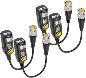 8MP Passive HD BNC Video Balun Connectors Passive AHD/TVI/CVI/CVBS Transceiver Transmitter for 720P/960P/1080P/3MP/4MP/5MP/8MP CCTV Security Cameras - 2 Pairs