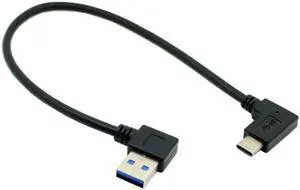 0.3M Reversible USB 3.1 USB-C Angled to Left Angled 90 Degree A Male Data Cable