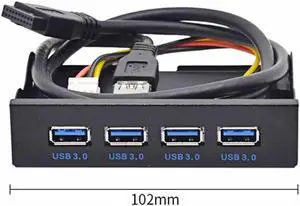 Motherboard 20Pin Connector Cable for 3.5" Floppy Bay to USB 3.0 HUB 4 Ports Front Panel