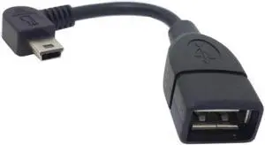USB 2.0 A Female OTG to Left angled 90 Degree Mini B Male Cable 10cm
