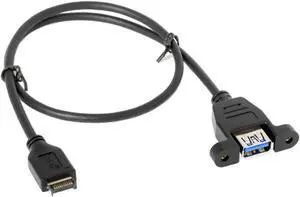 USB 3.1 Front Panel Header to USB 3.0 Type-A Female Extension Cable 50cm Panel Mount Type USB 3.1 Front Panel Header to USB 3.0 Type-A Female Extension Cable 50cm Panel Mount Type