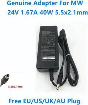 24V 1.67A 40W 5.5x2.1mm GSM40A24 GSM40A24-P1J Power Supply AC Adapter For MW mean well Charger