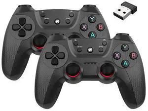 2.4G one-totwo wireless dual-person dual-gamepad gaming controller, suitable for PC/Tv/P3 set-top box, universal controller Classic Black