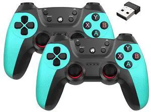 2.4G one-totwo wireless dual-person dual-gamepad gaming controller, suitable for PC/Tv/P3 set-top box, universal controller Lemon green
