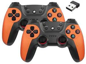 2.4G one-totwo wireless dual-person dual-gamepad gaming controller, suitable for PC/Tv/P3 set-top box, universal controller Vitality Orange