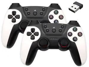 2.4G one-totwo wireless dual-person dual-gamepad gaming controller, suitable for PC/Tv/P3 set-top box, universal controller Charming white 2.4G one-totwo wireless dual-person dual-gamepad gaming controller, suitable for PC/Tv/P3 set-top box, universal controller Charming white