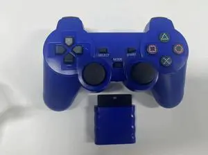 2.4G wireless PS2 game controllerwith transparentsnowflake buttons and dual vibration function -P2 game controller blue