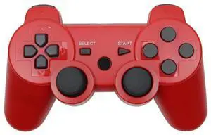 PS3 controller with dual vibration function, blank buttons onthe controller, PS3 wireless Bluetooth game controller with dual vibrationfunction. red PS3 controller with dual vibration function, blank buttons onthe controller, PS3 wireless Bluetooth game controller with dual vibrationfunction. red