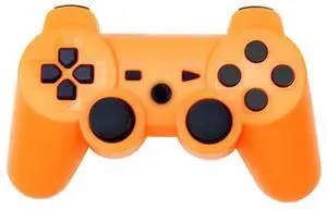 PS3 controller with dual vibration function, blank buttons onthe controller, PS3 wireless Bluetooth game controller with dual vibrationfunction. orange PS3 controller with dual vibration function, blank buttons onthe controller, PS3 wireless Bluetooth game controller with dual vibrationfunction. orange