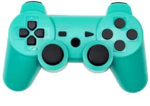 PS3 controller with dual vibration function, blank buttons onthe controller, PS3 wireless Bluetooth game controller with dual vibrationfunction. green PS3 controller with dual vibration function, blank buttons onthe controller, PS3 wireless Bluetooth game controller with dual vibrationfunction. green