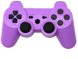 PS3 controller with dual vibration function, blank buttons onthe controller, PS3 wireless Bluetooth game controller with dual vibrationfunction. purple