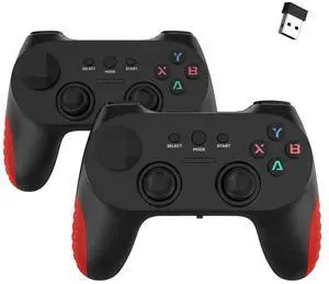 New 2.4G wireless game controller- one for two players. Dual-person game controller for Pc/Tv/box. Video game controller forTV/computer. Black and red together