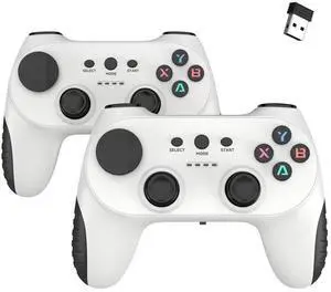 New 2.4G wireless game controller- one for two players. Dual-person game controller for Pc/Tv/box. Video game controller forTV/computer. White goes well with black.
