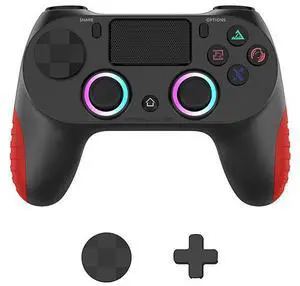 P4 console game controller 4th generation with RGB lights and adjustable P4 wireless Bluetooth controller Black and red together P4 console game controller 4th generation with RGB lights and adjustable P4 wireless Bluetooth controller Black and red together