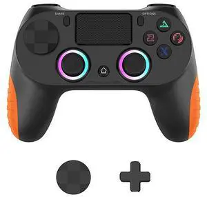 P4 console game controller 4th generation with RGB lights and adjustable P4 wireless Bluetooth controller Black and orange P4 console game controller 4th generation with RGB lights and adjustable P4 wireless Bluetooth controller Black and orange