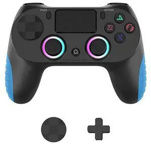P4 console game controller 4th generation with RGB lights and adjustable P4 wireless Bluetooth controller Black and blue