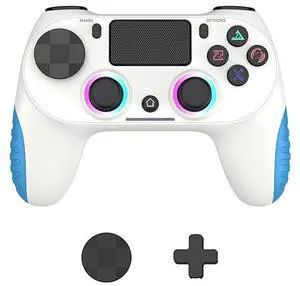 P4 console game controller 4th generation with RGB lights and adjustable P4 wireless Bluetooth controller White and blue together