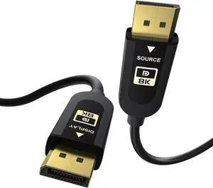 FIBBR Certified Fiber Optic DisplayPort 2.1 Cable,DP2.1 Cable 80Gbps Video Display Port Cord Supports 16K@60Hz, 10K@60Hz, 8K@60Hz, 4K@165Hz, HDR, HDCP 2.2, 3D, ARC (9.84FT/3M)