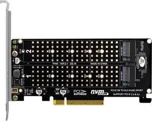 PH45 Dual M.2 MKey Split Card PCIE4.0 X8 RAID Expansion Compatible with M.2 NVMe 2230 2242 2260 2280 22110 SSD