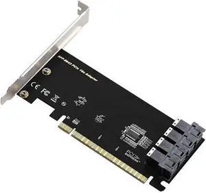 PCIe 3.0 x16 to U.2 (SFF-8643) NVMe Expansion Card \u2013 4/2/1 Port Adapter for U.2 SSDs, Compatible with PCIe x8/x16 Slots (4 Ports)