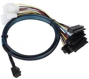Mini SAS HD SFF-8643 to 4X SAS SFF-8482 Server Cable 12Gbps Server Internal High-Speed Cable | 30AWG | with Power Cable (19.68, Inches) Mini SAS HD SFF-8643 to 4X SAS SFF-8482 Server Cable 12Gbps Server Internal High-Speed Cable | 30AWG | with Power Cable (19.68, Inches)