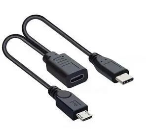 USB C Splitter Multi Charging Cable,USB C 1 to 2 USB C/Micro USB Charge Extension Cable Supports Charging Two Devices at The Same Time 0.98FT/0.3M