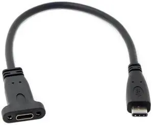 USB C to C Cable USB 3.1 Type C Male to Female Data Extension Cable with Panel Mount Screw Hole