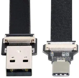 USB C Flat Cable USB 2.0 Male to USB C Male Ribbon Flex Extension Cable Adapter 2.0M