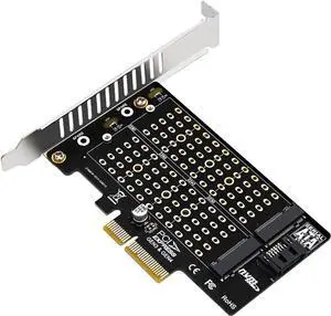PH42 Dual M.2 NVMe & NGFF SSD to PCIe Adapter 32Gbps /6Gbps Supports M-Key & B-Key B+M Key SSD Support X4 X8 X16 Slot with SATA Cable PH42 Dual M.2 NVMe & NGFF SSD to PCIe Adapter 32Gbps /6Gbps Supports M-Key & B-Key B+M Key SSD Support X4 X8 X16 Slot with SATA Cable