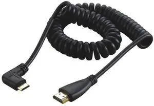 HDMI to Mini HDMI 90 Degree Right Angled Stretch Coiled Cable 4K 60hz 1.2M HDMI to Mini HDMI 90 Degree Right Angled Stretch Coiled Cable 4K 60hz 1.2M