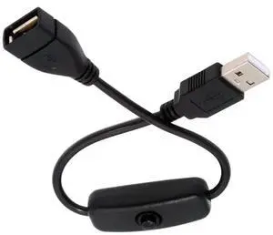 USB Power Switch Extension Cable USB Male to Female with On/Off Power Switch Button DC 5V Power Extension Cable, Black, CY-PW-012-AM