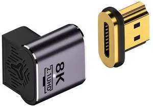 HDMI 2.1 Magnetic Connector, HDMI Male to Female 90 Degree UP Low Angled 8K@60Hz 4K@120Hz 48Gbps High Speed Gold Plated Gender Change Adapter