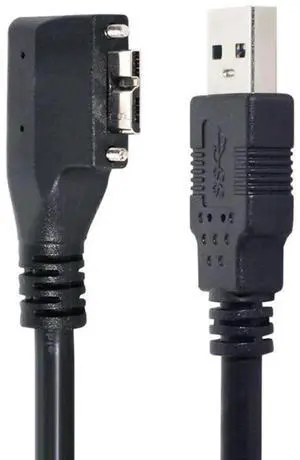 USB 3.0 Cable USB 3.0 Male to Micro B Male 90 Degree Left Angled Data Transfer Extension Cable with Mount Panel Screws 3.0M