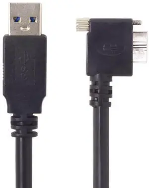 USB 3.0 Cable USB 3.0 Type A Male to Micro B Male 90 Degree Left Angled Cable with Mount Panel Screws 5.0M