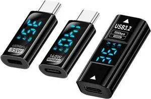 3 Pack USB C Digital Display Adapter, USB C to USB 3.0/USB C/8 Pin PD 35W/36W/140W Data Transfer Fast Charging Power Meter Tester Converter Adapter 3 Pack USB C Digital Display Adapter, USB C to USB 3.0/USB C/8 Pin PD 35W/36W/140W Data Transfer Fast Charging Power Meter Tester Converter Adapter